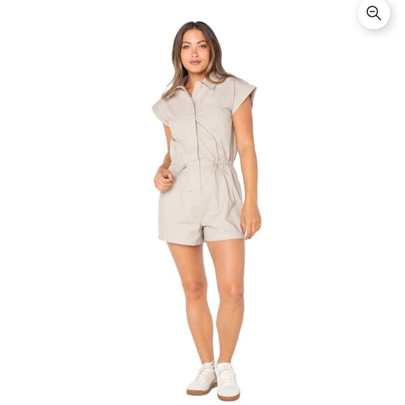 NWT Women’s Short Sleeve Bungee Waist Romper – Size Large (Celebrity Pink) - Picture 1 of 7